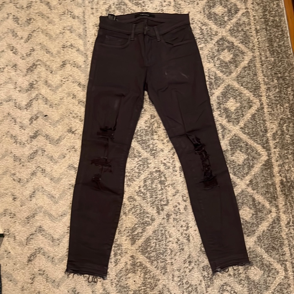 J brand distressed skinny dark gray jeans - size 25